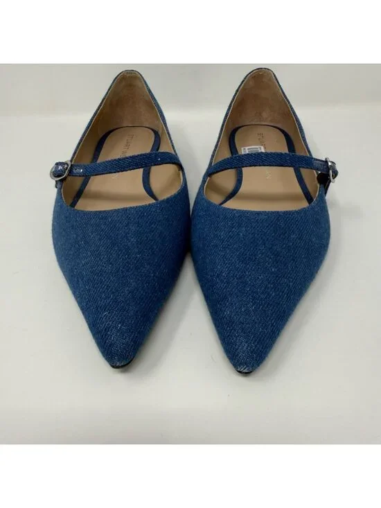 New Stuart Weitzman Emilia Mary Jane Ballerina Flats Denim Sz 8 - Picture 8 of 14